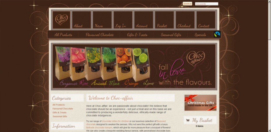 Website design for chocolate manufacturers