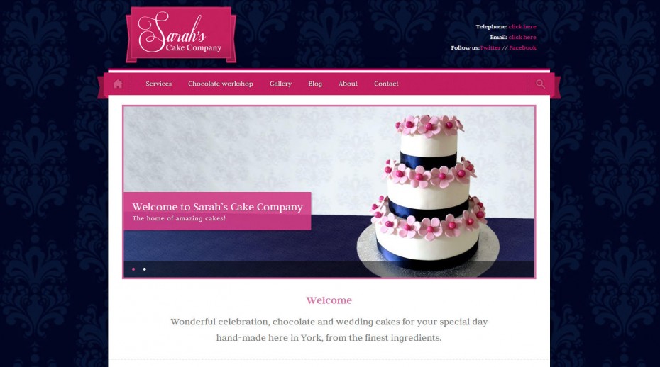 Web design for wedding cake manufacturer