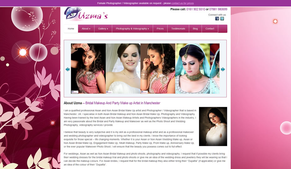 Webdesign for bridal artist and photography company