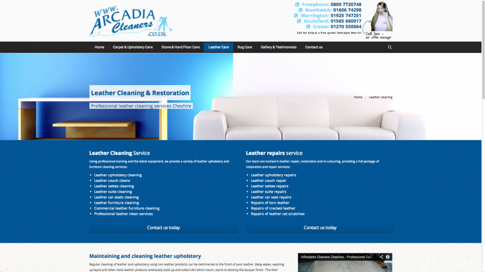 Website design for Cheshire based carpet, upholstery and floor cleaning company