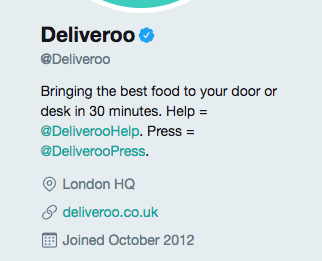 Deliveroo use these sections to helpfully direct visitors