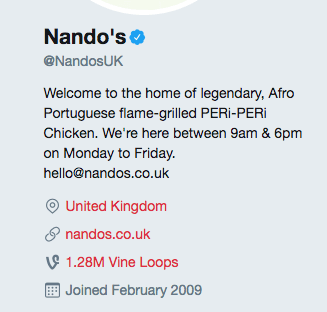 Use these sections wisely, Nando's tells customers when they can expect a response