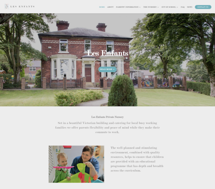 Les enfants 1 700x615 - Website design for established nursery school
