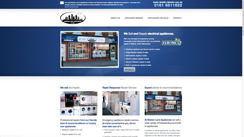 Webdesign for appliance repairs company