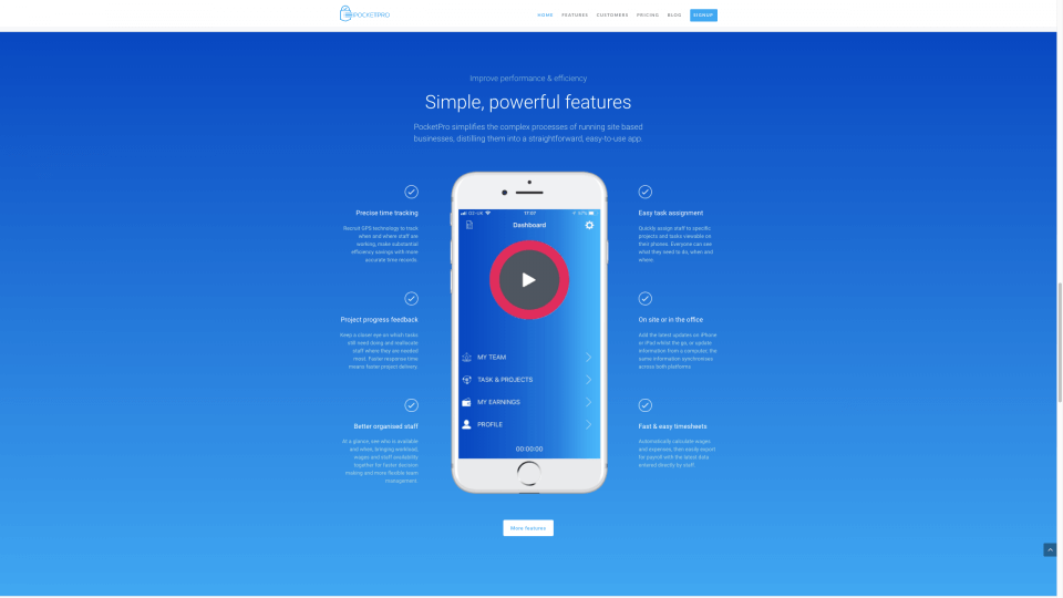 Website design for project management app