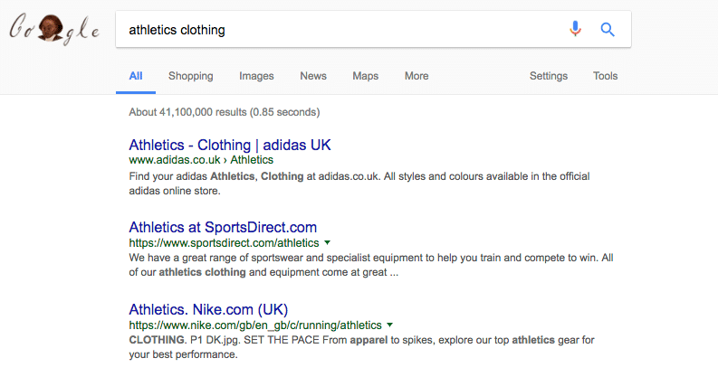 It would cost a lot to challenge Adidas, Sports Direct & Nike, picking realistic keyword goals can make for a more affordable campaign